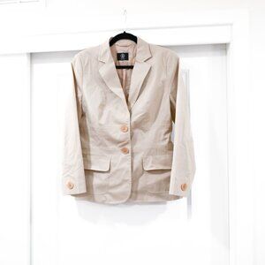 Bogner Size 10 Classic Tan Neutral Cotton Blazer